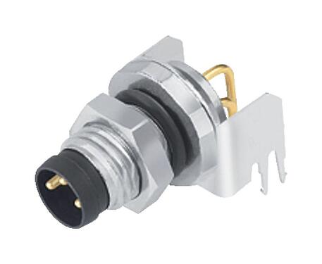 Illustration 09 3421 82 04 - M8 Male panel mount connector, Contacts: 4, shieldable, THT, IP67, Front mounting