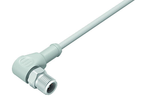 Illustration 77 3727 0000 40405-1000 - M12 Male angled connector, Contacts: 5, unshielded, moulded on the cable, IP69K, Ecolab, FDA compliant, Special TPE, grey, 5 x 0.34 mm², stainless steel, 10 m