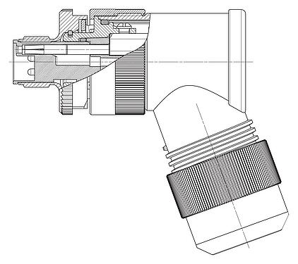 Scale drawing M12 Male angled connector, Contacts: 4+FE, 8.0-13.0 mm, unshielded, screw clamp, IP67, M12x1.0, for the power supply, UL 2237 in preparation, with PE connection