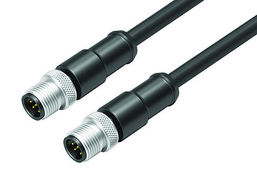 Ilustración 77 3529 3529 64708-1000 - M12/M12 Cable de conexión 2 conectore de cable macho, Número de contactos: 8, blindado, moldeado en el cable, IP67, Ethernet CAT5e, TPE, negro, 4 x 2 x AWG 24, 10 m