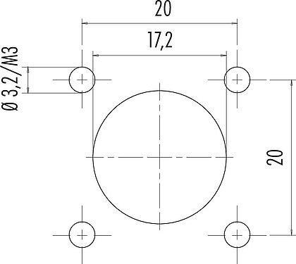 Assembly instructions / Panel cut-out M16 Square male panel mount connector, Contacts: 19 (19-a), unshielded, solder, IP67, UL 2238, M3 (4x), Front mounting