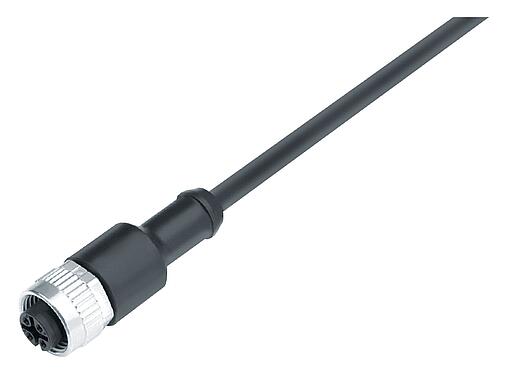 Illustration 77 3430 0000 50608-0500 - M12 Female cable connector, Contacts: 8, shielded, moulded on the cable, IP67, PUR, black, 7 x 0.25 mm², 5 m