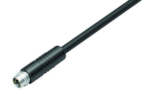 Vue 3D 79 3409 55 03 - M8 Connecteur mâle, Contacts: 3, non blindé, surmoulé sur le câble, IP65, PUR, noir, 3 x 0,25 mm², 5 m