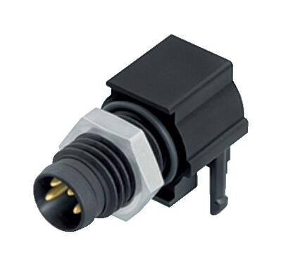 Illustration 99 3403 282 03 - M8 Male angled panel mount connector, Contacts: 3, unshielded, THR, IP67, UL, front fastened