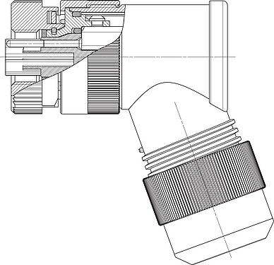 Dibujo a escala M12 Conector hembra en ángulo, Número de contactos: 4+PE, 8,0-13,0 mm, sin blindaje, tornillo extraíble, IP67, UL 2237 en preparación, con conexión de PE