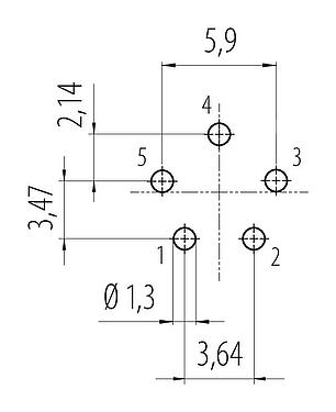 Disposition du conducteur Snap-In Embase mâle, Contacts: 5, non blindé, THT, IP67, M12x1,0, Montage frontal