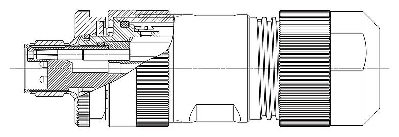 Dessin coté M12 Connecteur mâle, Contacts: 4+FE, 8,0-13,0 mm, non blindé, pince à visser, IP67, M12x1,0, UL 2237 en préparation, avec connexion PE