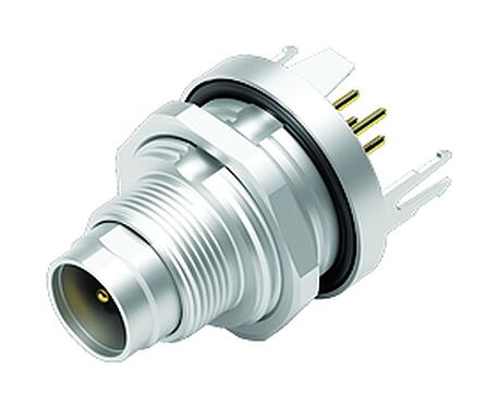 Illustration 09 0411 30 04 - M9 Male panel mount connector, Contacts: 4, shieldable, THT, IP67, front fastened