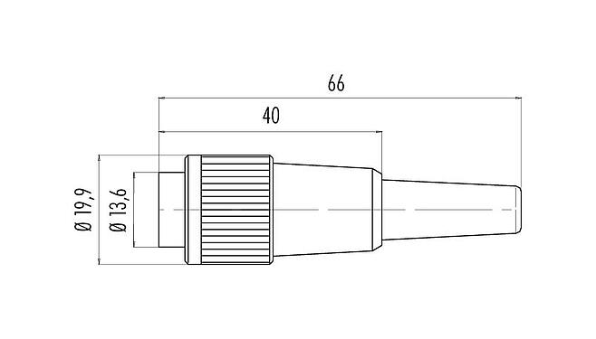 Dibujo a escala 99 0617 00 06 - Bayoneta Conector de cable macho, Número de contactos: 6, 3,0-6,0 mm, sin blindaje, soldadura, IP40