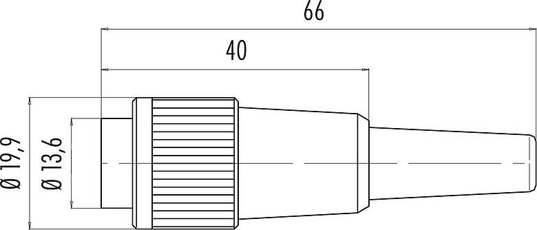 Dessin coté Baïonnette Connecteur mâle, Contacts: 16, 3,0-6,0 mm, non blindé, souder, IP40