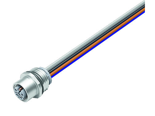 Illustration 09 0642 700 05 - M12 Female panel mount connector, Contacts: 4+FE, unshielded, single wires, IP68, UL, M16x1.5
