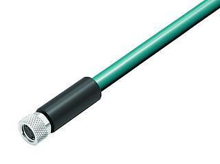 M8 Female cable connector, Contacts: 4, shielded, moulded on the cable, IP67, UL, Ethernet CAT5e, TPE, teal, 2 x 2 x AWG 24, 1 m