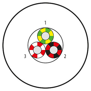 Illustration 08 3379 000 001 - Contacts: 3 Noyaux, non blindé, TPE, jaune, 3 x AWG 22, longueur variable