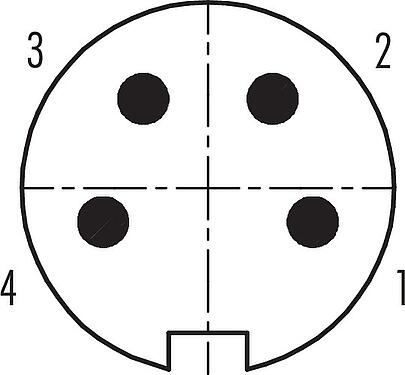 Disposition des contacts (Côté plug-in) Push Pull Embase mâle, Contacts: 4, non blindé, souder, IP40, M21x1,0, Montage frontal