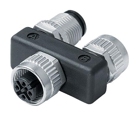Illustration M12 Répartiteur double, Y-distributeur, mâle - 2 femelle, Contacts: 5, non blindé, enfichable, IP68, UL 2238