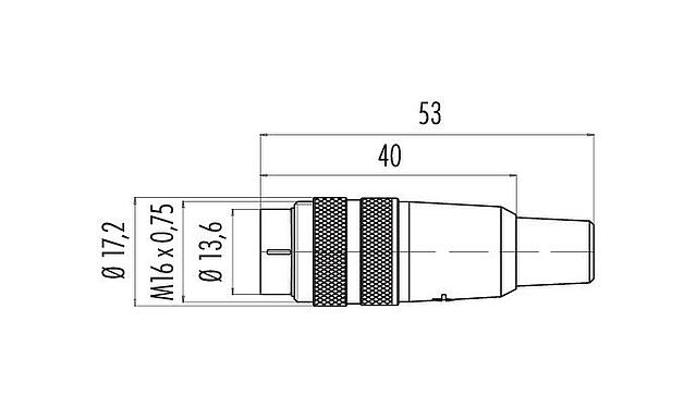 Scale drawing M16 Male cable connector, Contacts: 2 (02-a), 6.0-8.0 mm, unshielded, solder, IP40