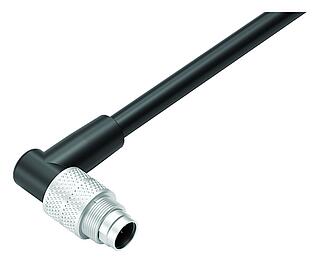 M9 Male angled connector, Contacts: 8, unshielded, moulded on the cable, IP67, PUR, black, 8 x 0.14 mm², 2 m