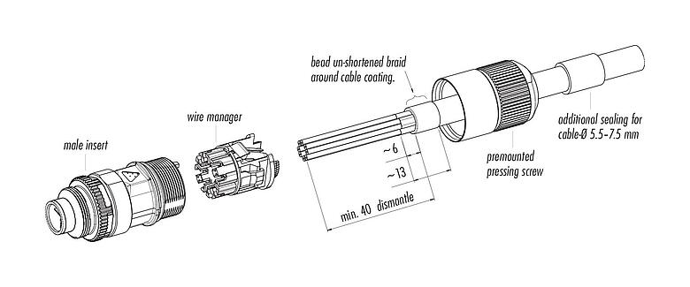 Instructions de montage 99 4171 00 08 - M16 Connecteur mâle, Contacts: 8, 5,5-9,0 mm, blindable, IDC, IP67