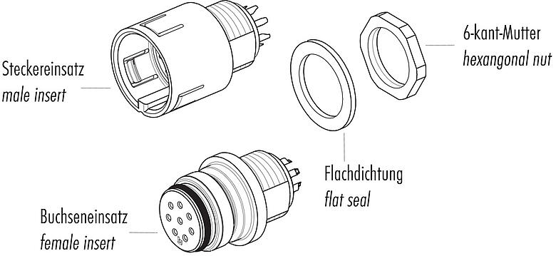 Dessin des composants 99 9135 50 12 - Snap-In IP67 (miniature) Embase mâle, Contacts: 12, non blindé, souder, IP67, VDE