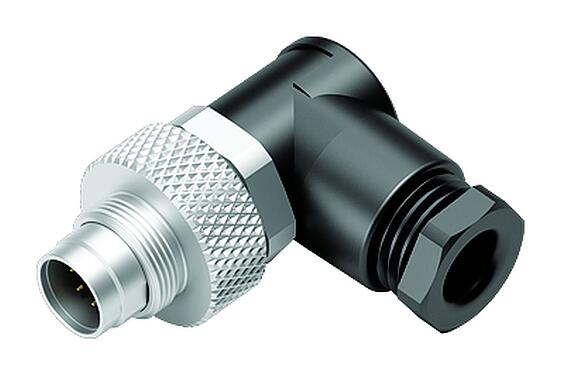 Illustration M9 Male angled connector, Contacts: 7, 3.5-5.0 mm, unshielded, solder, IP67