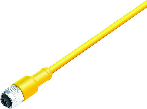 Illustration M12 Connecteur femelle, Contacts: 4, non blindé, surmoulé sur le câble, IP68/IP69K, UL 2238, PLTC, TPE-E, jaune, 4 x AWG 22, 1 m