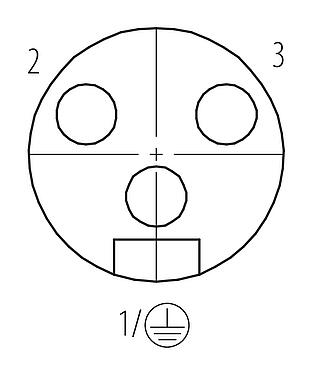 Disposición de los contactos (lado de la conexión) 7/8" Conector de cable hembra, Número de contactos: 2+PE, 10,0-12,0 mm, sin blindaje, tornillo extraíble, IP67, UL 2238, VDE