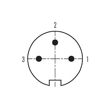 Disposición de los contactos (lado de la conexión) 09 4807 15 03 - Push Pull Enchufe de brida, Número de contactos: 3, sin blindaje, soldadura, IP67