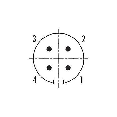 Disposition des contacts (Côté plug-in) M9 Connecteur mâle, Contacts: 4, 3,5-5,0 mm, non blindé, souder, IP67