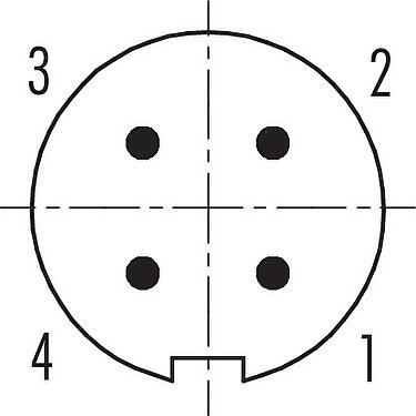 Disposition des contacts (Côté plug-in) M9 Embase mâle, Contacts: 4, non blindé, THT, IP67, M12x0,5, Montage mural arrière, coulé