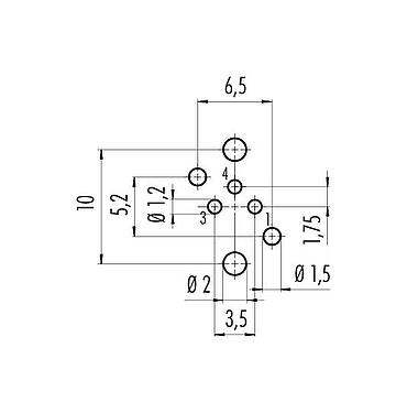 Disposición del conductor M8 Toma de brida, Número de contactos: 3, sin blindaje, THR, IP67, UL 2238