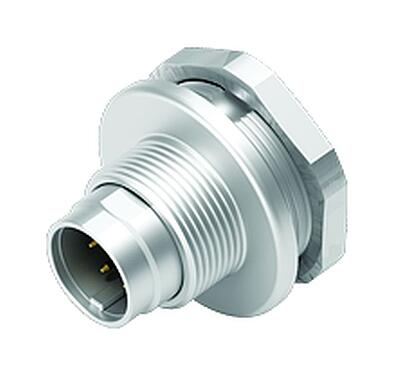 Illustration M9 Male panel mount connector, Contacts: 8, unshielded, solder, IP67, M12x0.5, Front mounting, potted