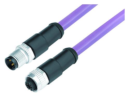 Ilustración M12 Conector de cable macho - conector de cable hembra, Número de contactos: 5, blindado, moldeado en el cable, IP68, UL 2238, CAN-Bus, PUR, morado, 1 x 2 x AWG 22 + 1 x 2 x AWG 24, 1 m