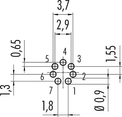Disposición del conductor M9 Enchufe de brida, Número de contactos: 7, sin blindaje, THT, IP40, M9x0,5, Montaje en pared
