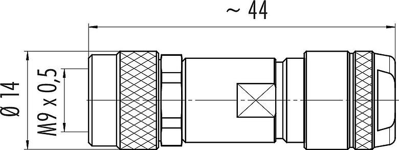 Dessin coté M9 Connecteur femelle, Contacts: 7, 4,0-5,5 mm, blindable, souder, IP67, ressort à iris