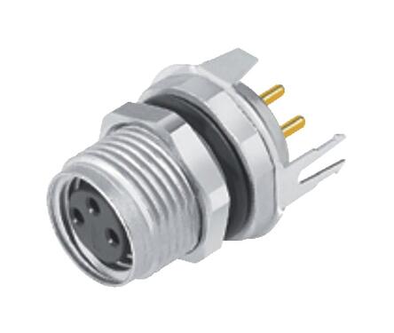 Illustration 86 6618 1120 00006 - M8 Female panel mount connector, Contacts: 6, shieldable, THT, IP67, UL, M10x0.75, Front mounting
