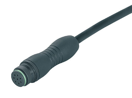 Illustration 77 6406 0000 50003-0200 - Snap-In IP67 Female cable connector, Contacts: 3, unshielded, moulded on the cable, IP67, PUR, black, 3 x 0.75 mm², 2 m