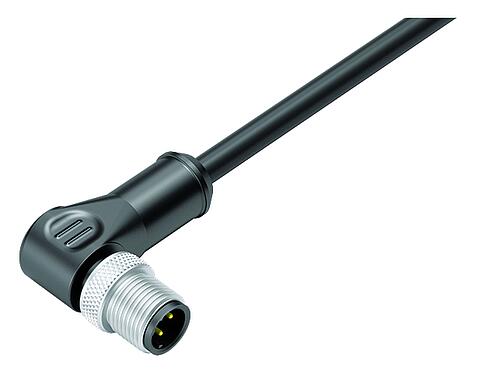 Ilustración M12 Conector macho en ángulo, Número de contactos: 4, blindado, moldeado en el cable, IP67, Ethernet CAT5e, TPE, negro, 2 x 2 x AWG 24, 5 m