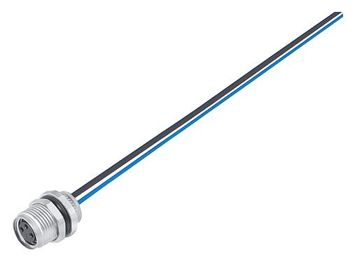 Illustration 76 6618 1111 00006-0200 - M8 Female panel mount connector, Contacts: 6, unshielded, single wires, IP67, UL, M10x0.75, Rear Mounting