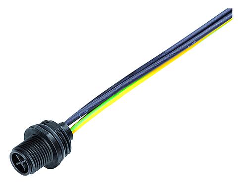 Illustration M12 Male panel mount connector, Contacts: 4, unshielded, single wires, IP68, UL 2238, M16x1.5, Front mounting