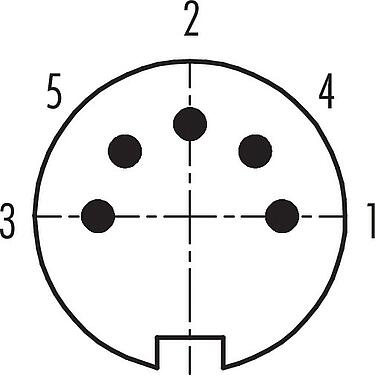 Contact arrangement (Plug-in side) M16 Male cable connector, Contacts: 5 (05-b), 6.0-8.0 mm, unshielded, solder, IP40