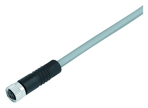 Illustration 77 3406 0000 20003-0200 - M8 Female cable connector, Contacts: 3, unshielded, moulded on the cable, IP67/IP69K, UL 2238, PVC, grey, 3 x 0.34 mm², 2 m