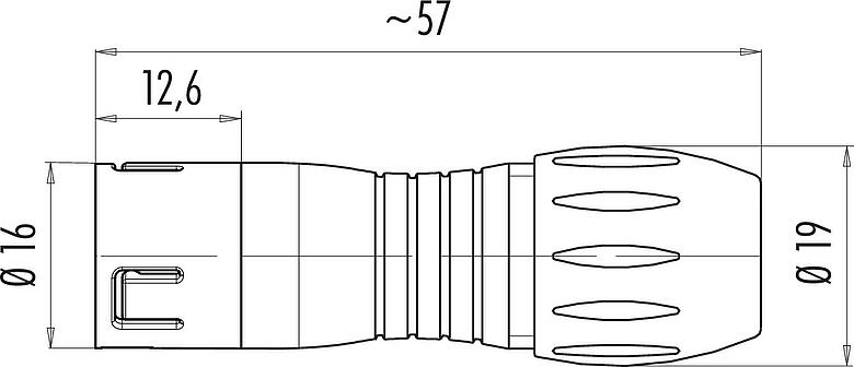 Dessin coté Snap-In Connecteur mâle, Contacts: 12, 6,0-8,0 mm, non blindé, souder, IP67, UL 2238, VDE