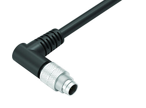 Illustration 79 1425 72 08 - M9 Male angled connector, Contacts: 8, shielded, moulded on the cable, IP67, PUR, black, 8 x 0.14 mm², 2 m