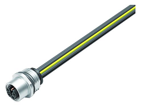 Ilustración M12 Toma de brida, Número de contactos: 5, sin blindaje, hilos, IP68, UL 2238, M16x1,5, Montaje frontal, moldeado