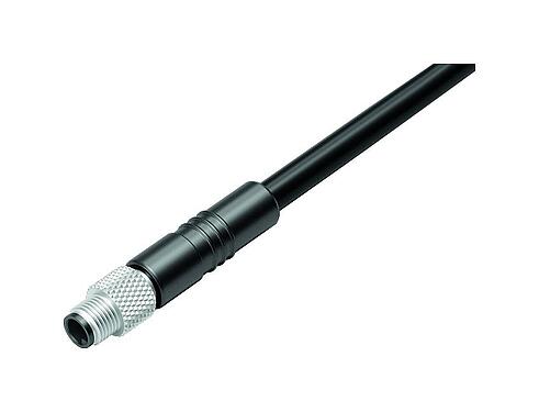 Illustration M5 Male cable connector, Contacts: 3, unshielded, moulded on the cable, IP67, UL 2238, M5x0.5, PUR, black, 3 x 0.25 mm², 5 m