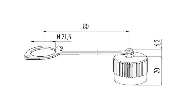 Scale drawing Protecting cap, IP67, with retaining strap
