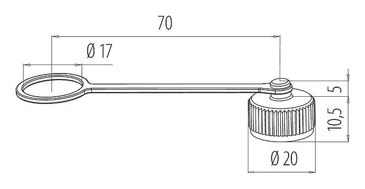 Scale drawing 08 2670 000 000 - M16 IP67 - Protection cap for flanged plug