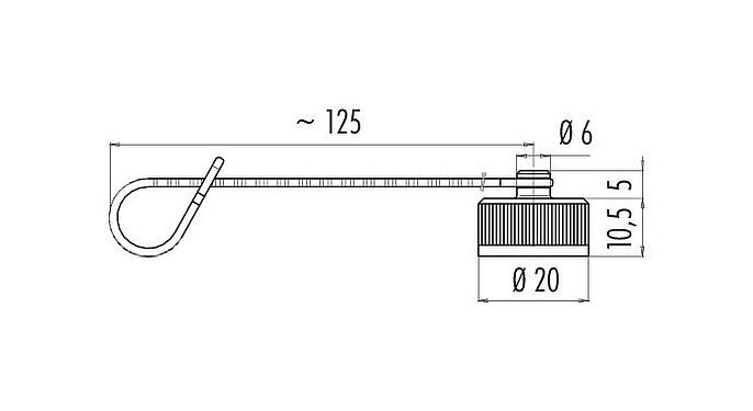 Dibujo a escala Tapa protectora, IP67, para conector de cable macho