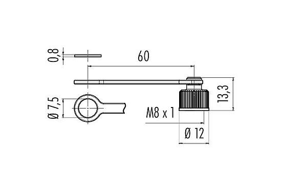 Dibujo a escala Tapa protectora, IP67, para enchufe de brida
