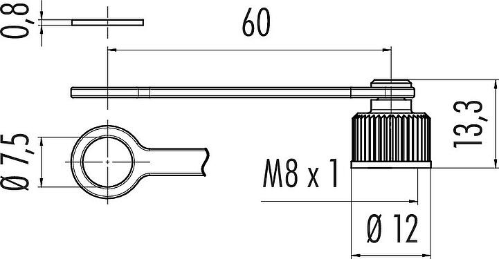 Scale drawing Protecting cap, IP67, for male panel mount connector